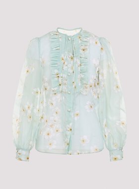 VALENTINO 女士衬衫 6B3AB792952QM1 SS2025 绿色 Silk Shirt