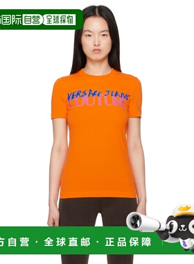 1h可退 香港直邮versace 范思哲 女士 橙色徽标 T恤 E78HAHE06ECJ