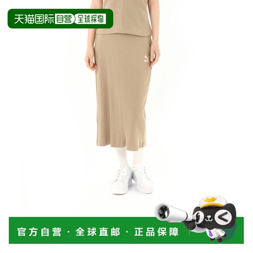 日本直邮PUMA W CLASSICS RIBBED MIDI SKIRT [683998-0002] 橡木