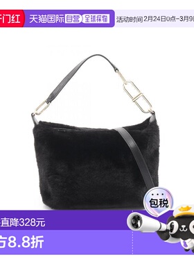 日本直邮中古Furla芙拉女包A级95新Handbag手包剪绒斜挎包黑色BRA