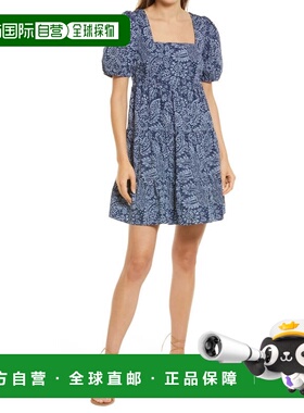 自营Madewell Babydoll Dress Women's Blue Paisley Print Tiere