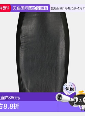 1h可退 香港直邮Wolford 女士 Jenna 仿皮中长半身裙 black黑色
