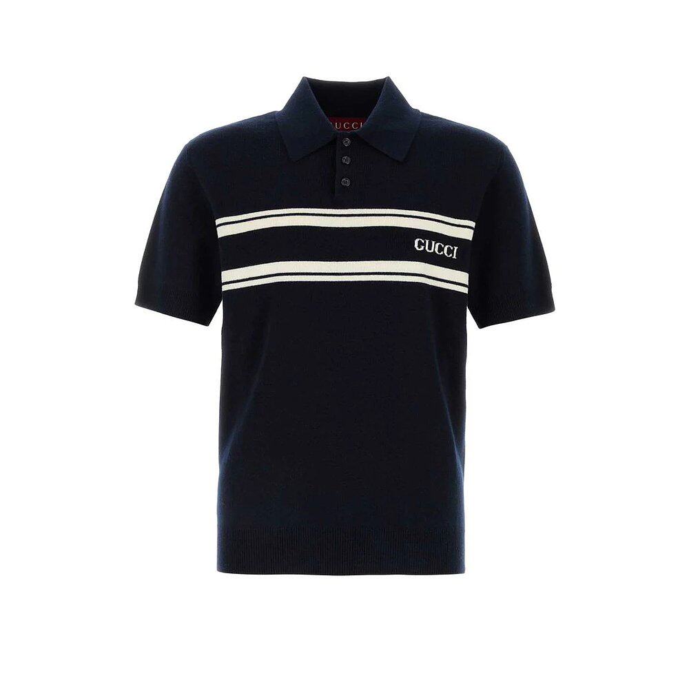 GUCCI 男士T恤 795342XKD5J4144 SS2025 蓝色 短袖POLO衫