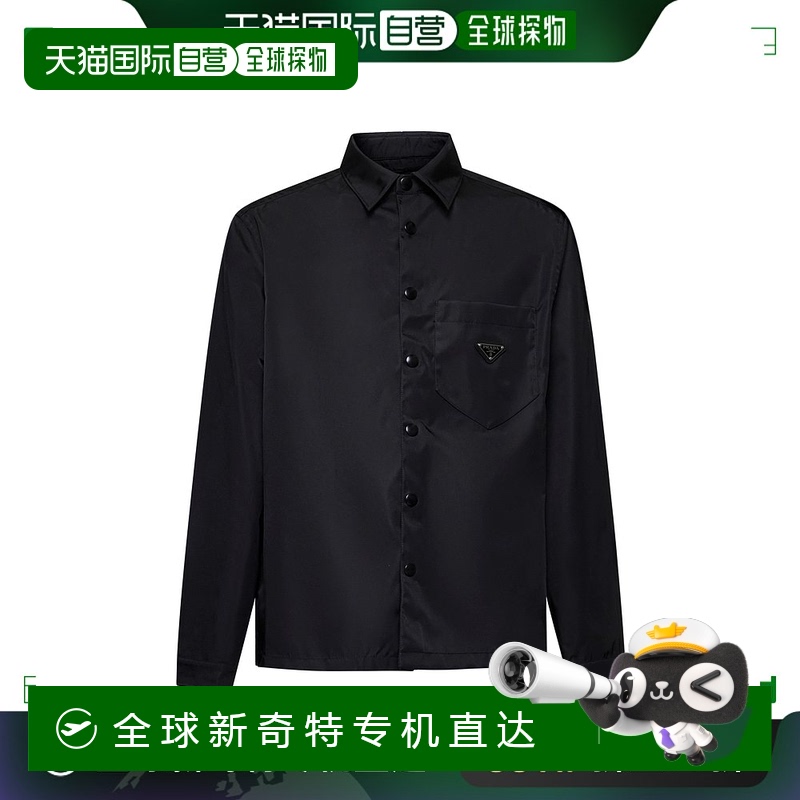 香港直邮PRADA 男士衬衫 SC51421WQ8S02F0002 SS2025 黑色 长袖衬
