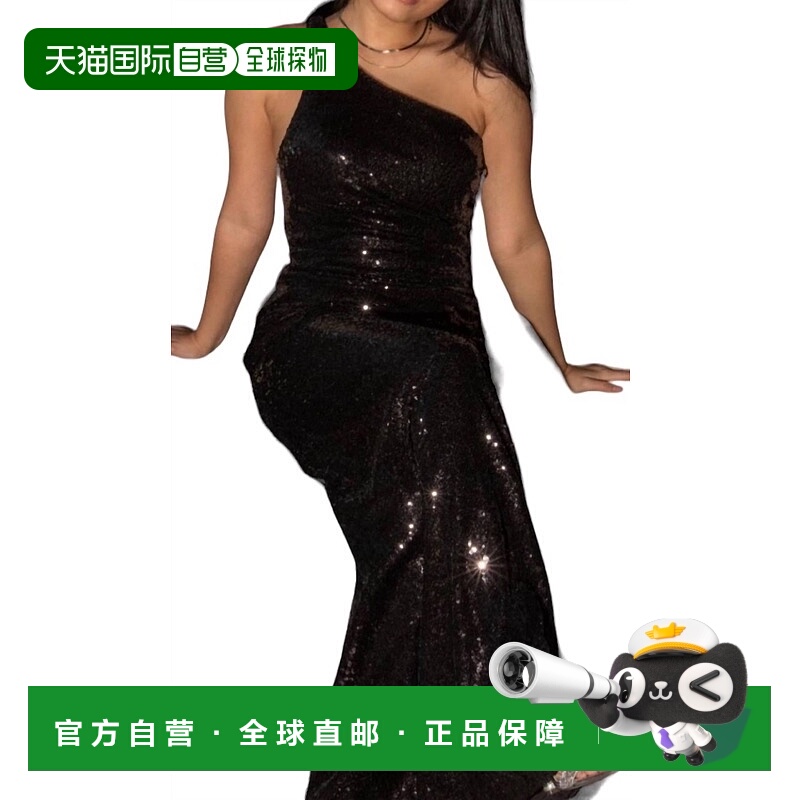 自营 favianaOne Shoulder Evening Gown In Black - black 美国