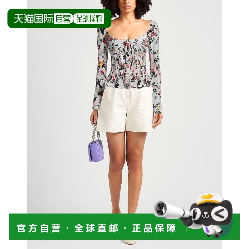 1h可退 香港直邮潮奢 Rabanne 女士 Blouses 花朵衬衫 white白色