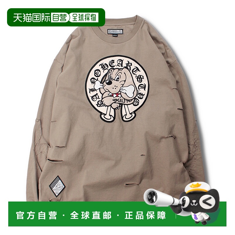 1h可退 日本直邮GALFY男女同款百合纹章艺术设计宽松长袖T恤 1530