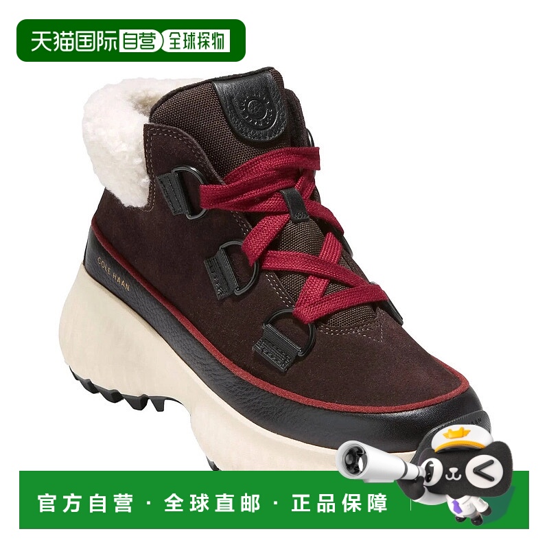 自营 Cole Haan Zerogrand Flurry女式黑巧克力人造毛皮徒步靴JOB