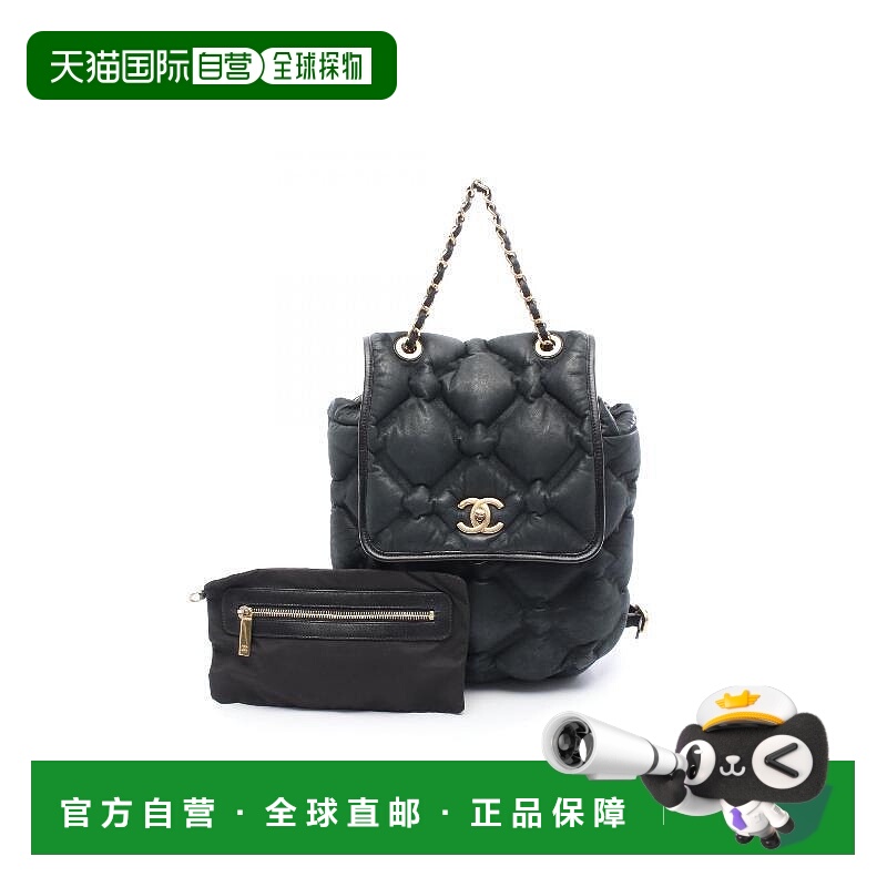 日本直邮中古Chanel香奈儿女包A级95新Backpack背包帆布双肩包黑