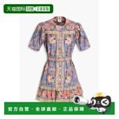 香港直邮潮奢 FARM RIO 1h可退 女士 束带印花棉质府绸迷你连衣裙