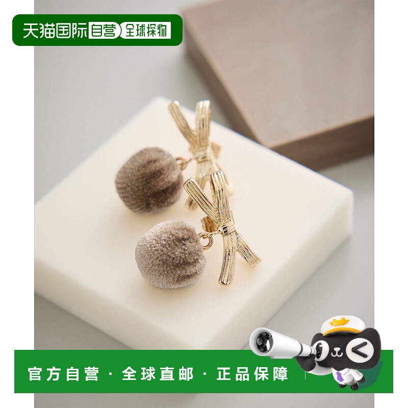 1h可退 日本直邮ROPE' PICNIC 若佩尼 女士 绒面球 金属蝴蝶结耳