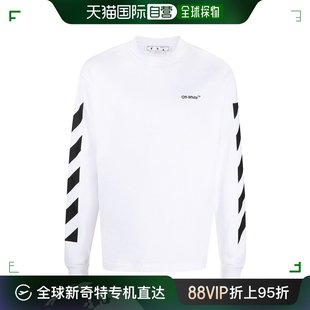 香港直邮Off 带黑色轮边设计微标 精选T恤纯白色长袖 White男士