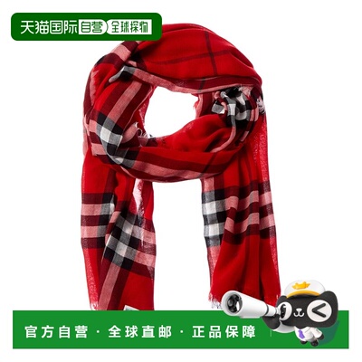自营Burberry Wide Check Wool Scarf - red 美国奥莱直发