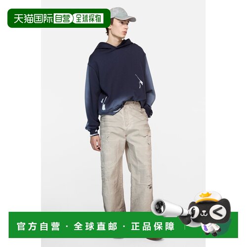 自营欧洲直邮Acne Studios 女士海军蓝色棉质徽标连帽衫卫衣