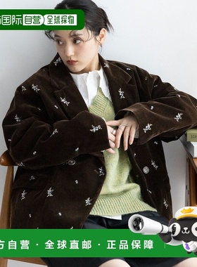 1h可退 日本直邮RAGEBLUE 女装 花卉刺绣 绒面西装外套 仿皮风格