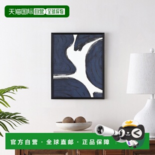 自营 Safavieh Petrichor 午夜裱框壁画 - 午夜蓝/象牙色 美国奥