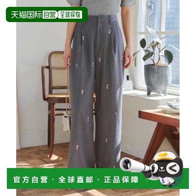 日本直邮KOBE LETTUCE 总花柄刺绣褶裥直筒裤休闲裤 女装M4186