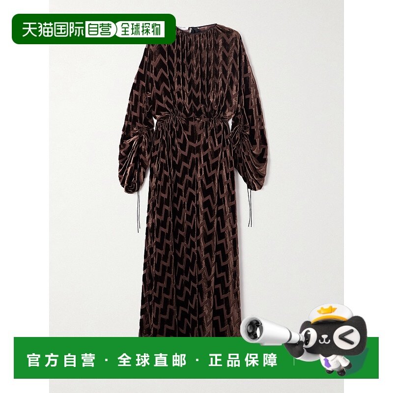 1h可退 香港直邮Lanvin 朗雯 女士 德沃尔天鹅绒长款连衣裙 RWDR0