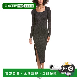 自营Chaser Lurex Rib Taxi Midi Dress - black 美国奥莱直发