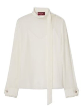 GUCCI 女士衬衫 808280ZHS049205 SS2025 白色 两件式长袖衬衫