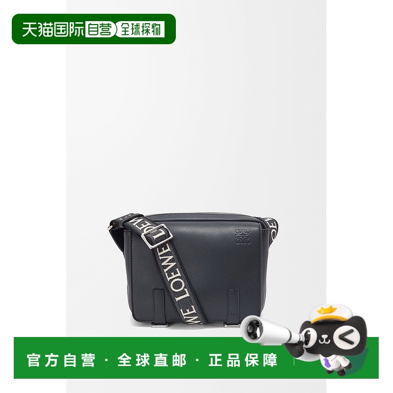 自营1h可退 欧洲直邮LOEWE罗意威 男士深蓝色小牛皮斜挎包单肩包