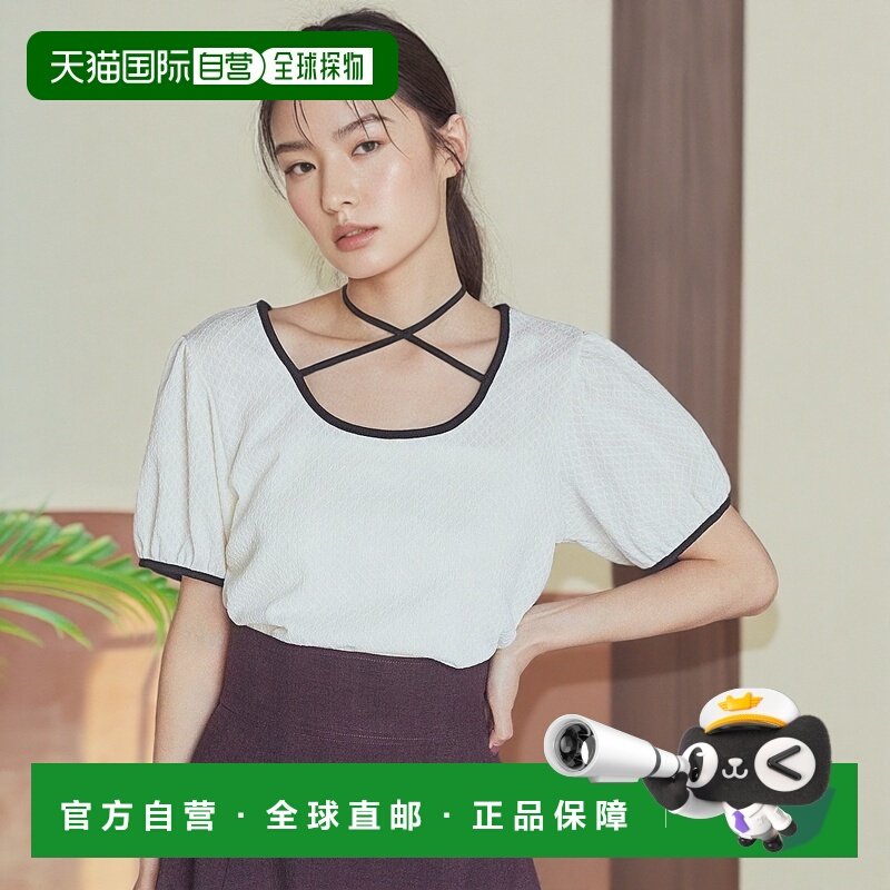 1h可退 日本直邮earth music&ecology 女装 多穿法撞色蝴蝶结针织