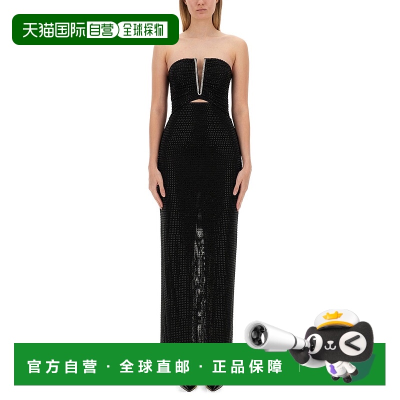 香港直邮Self-Portrait 女士 莱茵石连衣裙 PF24166XBBLACK