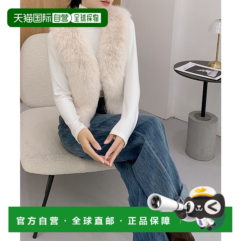 1h可退 日本直邮LOWO 女装 短款V领仿毛皮背心 冬季厚实保暖 lwto