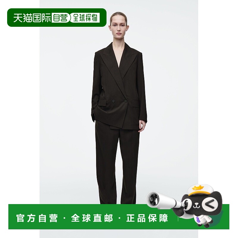 自营欧洲直邮COS 女士黑色羊毛休闲裤新款阔腿裤西装裤