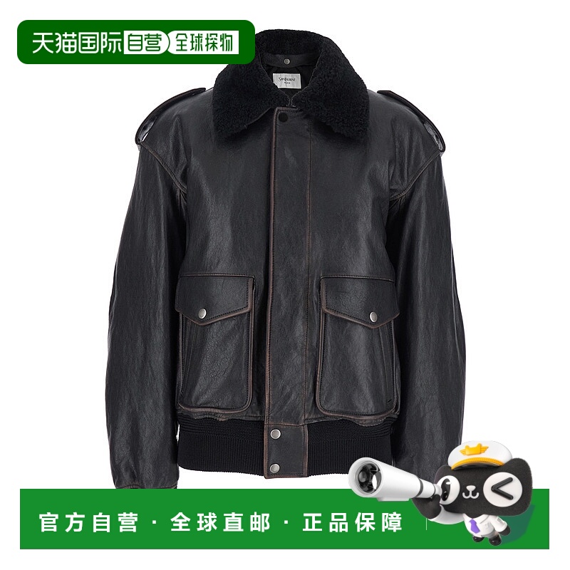 1h可退 香港直邮潮奢 Saint Laurent 圣罗兰 女士 宽松款毛羊皮夹