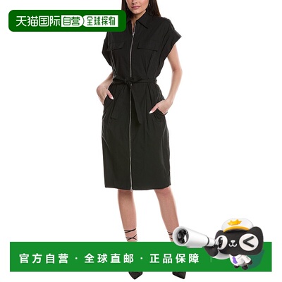 自营 A.L.C.Thea前拉链衬衫连衣裙-黑色 美国奥莱直发衬衫裙