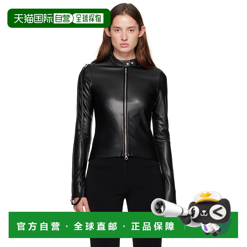1h可退 香港直邮潮奢 Courreges 女士 黑色拉链合成皮革夹克 325C