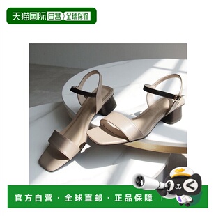 自营  Vivian女士凉鞋灰色一字扣带透气高跟简约潮流高跟鞋女鞋