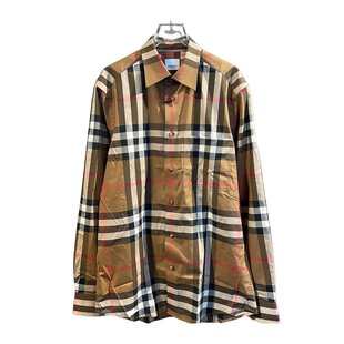 80842871 衬衫 SS2024 绿色 BURBERRY 格纹衬衫 男士