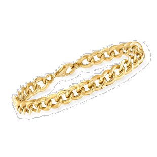 自营 Ross-Simons 意大利 18 克拉黄金路缘链手链 - 7 英寸 美国