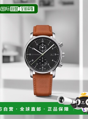 自营 WENGER Swiss Army 01.1743.121 都市经典黑色表盘计时码表