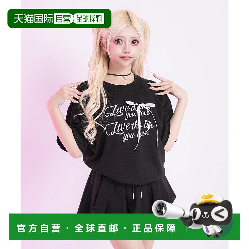 1h可退 日本直邮Diable baiser 女士英文字母logo半袖T恤与蕾丝边