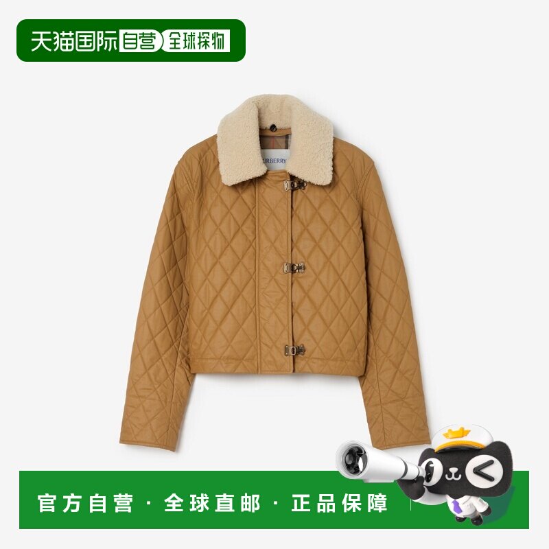 自营欧洲直邮Burberry博柏利 Howle女士棕色棉质绗缝羊毛领夹克