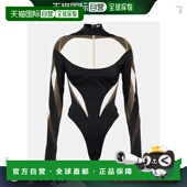 001383 1h可退 black黑 女士 网纱边连体衣 香港直邮Mugler 穆勒