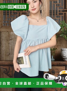 1h可退 日本直邮moment+ 女士大蝴蝶结泡泡袖 peplum上衣 mt02393