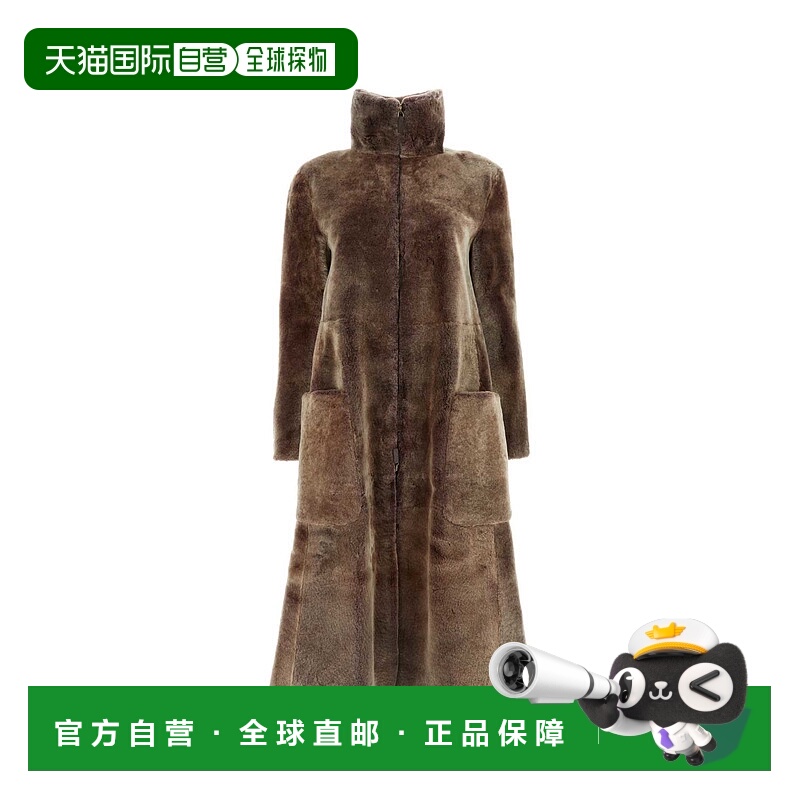 香港直邮潮奢 Armani 阿玛尼 女士 棕色皮草大衣 H4AL03EAP0