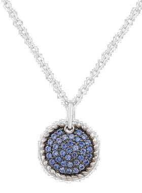 自营 Suzy Levian 蓝色蓝宝石黑铑纯银密镶圆盘吊坠 - 蓝色 美国