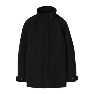 BURBERRY 女士外套 80938761 CO 黑色 格纹兜帽绗缝棉服