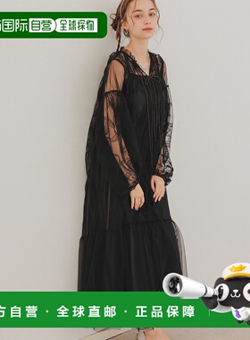 1h可退 日本直邮Dorry Doll 女士刺绣束褶A字连衣裙 25581蕾丝