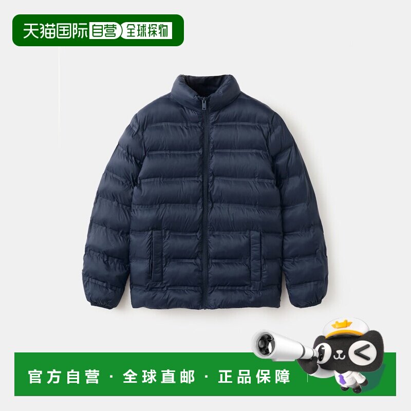 欧洲直邮Mango芒果 儿童海军蓝菱形图案防水绗缝防风外套轻薄