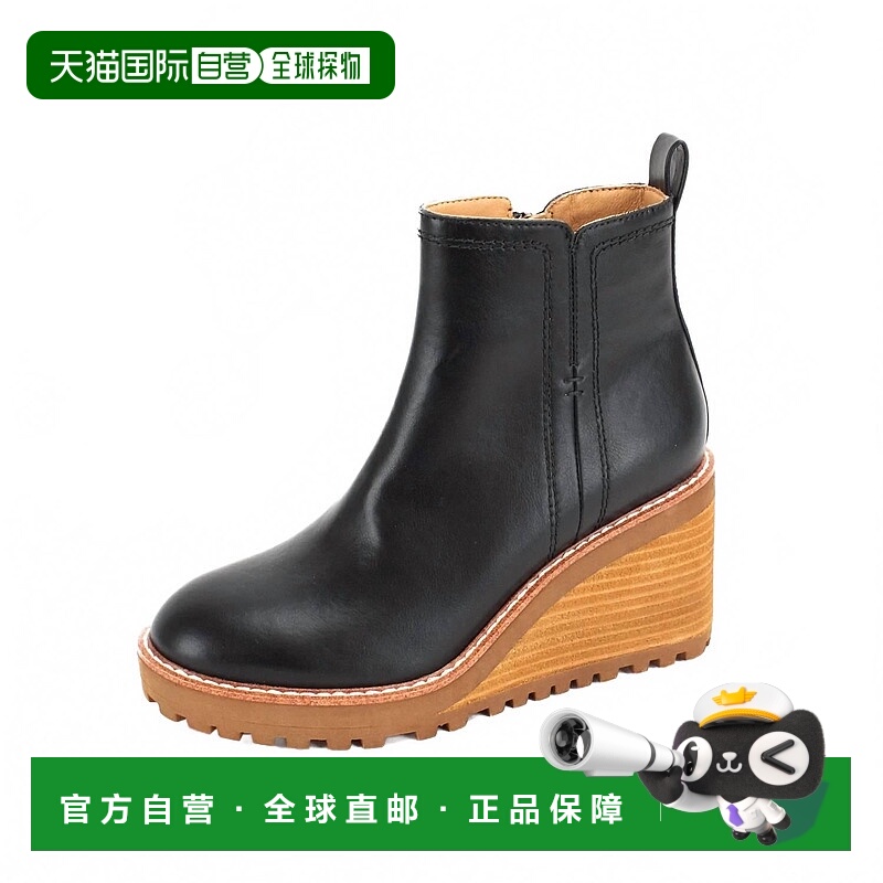 自营yellow box黑色女式Arten楔形踝靴 美国奥莱直发女靴