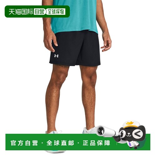 日本直邮Under Armour logo印花系带速干中腰休闲短裤 男款 黑色