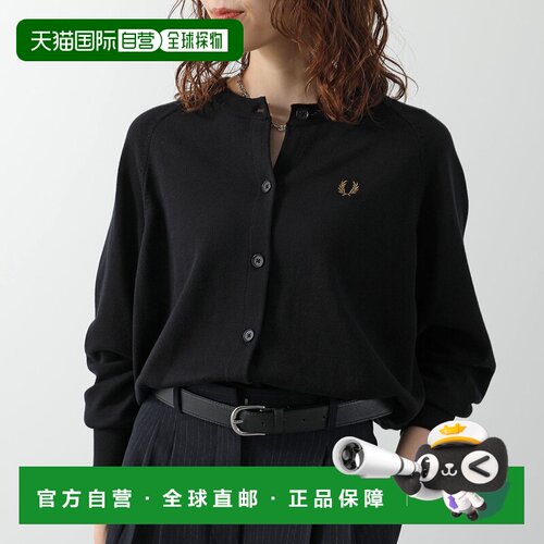 日本直邮FRED PERRY K3141 女士针织开衫 棉质长袖圆领 月桂枝花