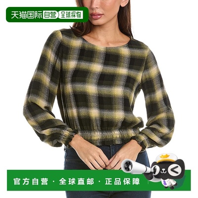 自营Bella Dahl Long Sleeve Smocked Blouse - green 美国奥莱直