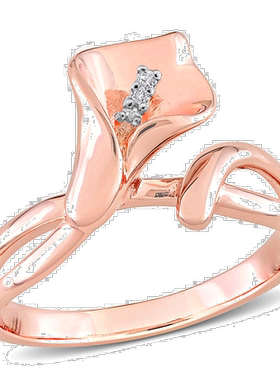 自营 镀粉色纯银 Mimi & Max 钻石口音马蹄莲戒指 - 玫瑰色 美国